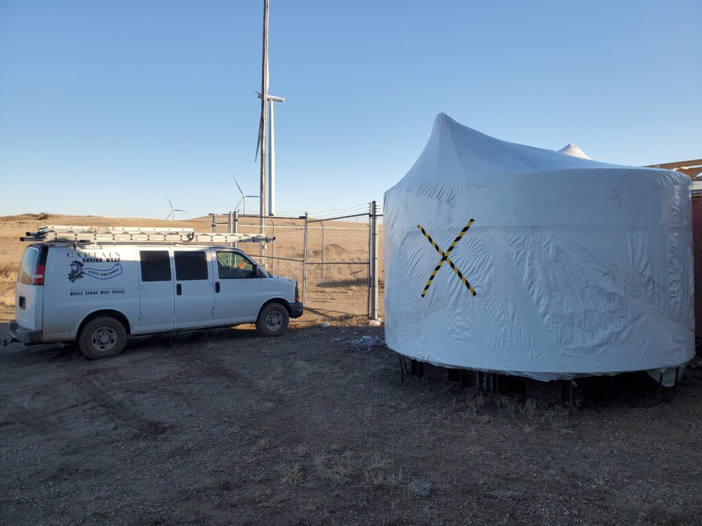 Generator Component Weatherproofed for Outdoor Storage at Bison Wind Farm in New Salem, ND