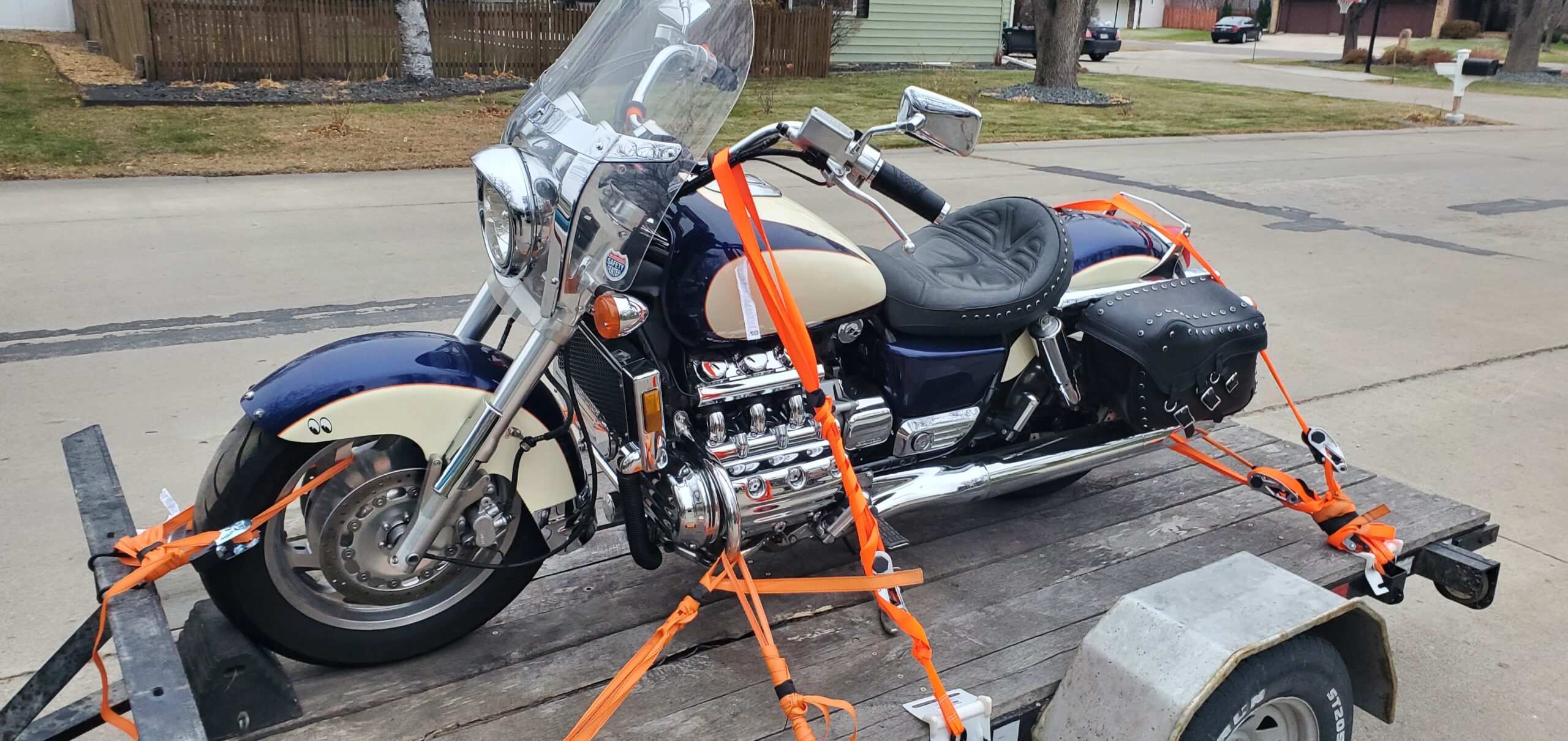 Motorcycle ready to ShrinkWrap for transport